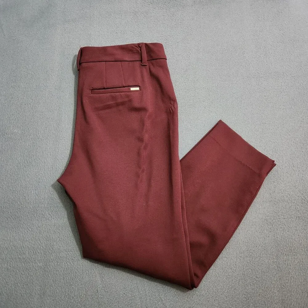 WHBM Dress Pants Women 4 Burgundy Low Rise The Slim Ankle